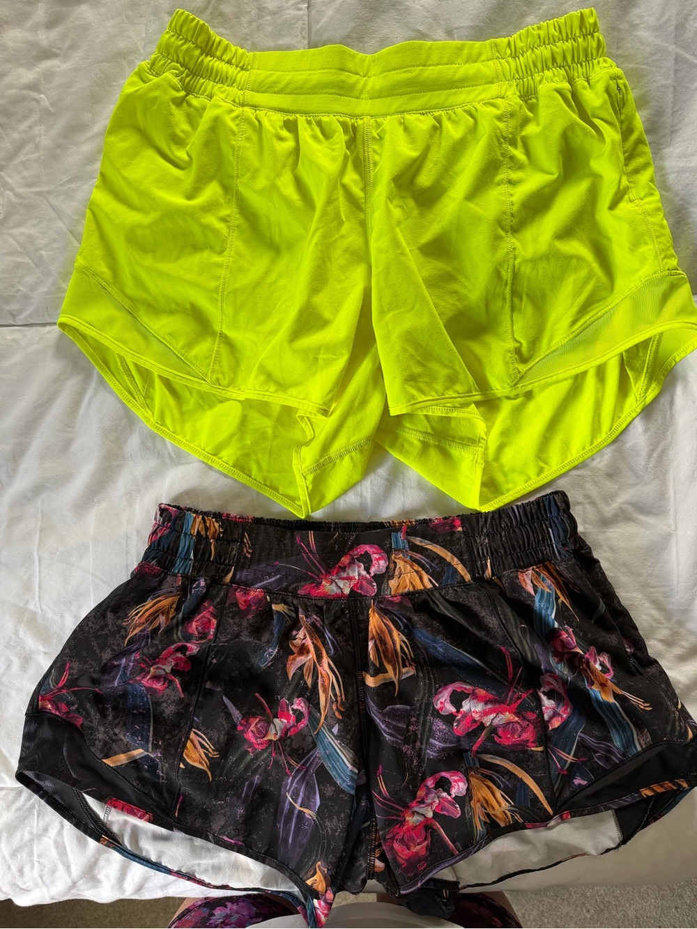 lululemon athletica Neon Yellow & Floral Black Athletic Shorts Duo